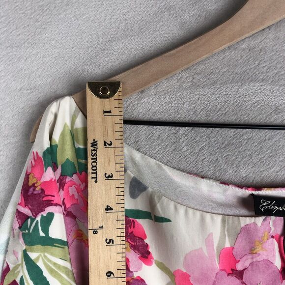 NWT ELIZABETH & JAMES Nora Silk Dress Sz M Floral Asymmetrical Hem Neckline $365 - Picture 10 of 16